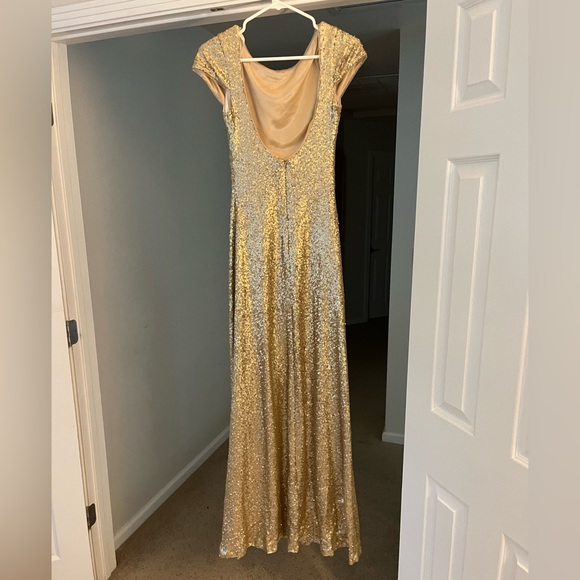 Revelry Gold Sequin Scoop Back Gown, size 2 - Picture 2 of 5